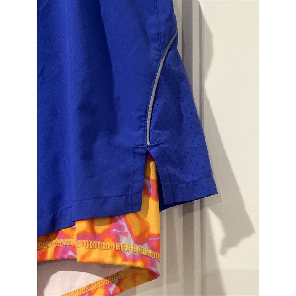 Fabletics Perforated Run 2" Shorts 2-in-1 Design Cobalt Purple Orange Medium - Picture 3 of 11